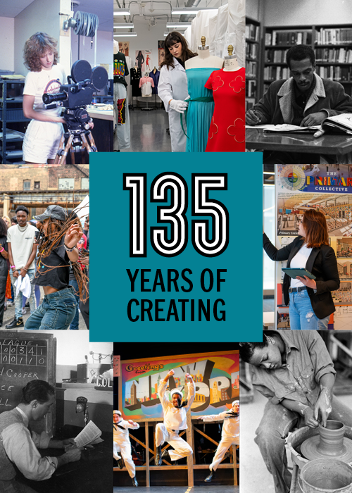 collage featuring various images from throughout Columbia's 135 year history