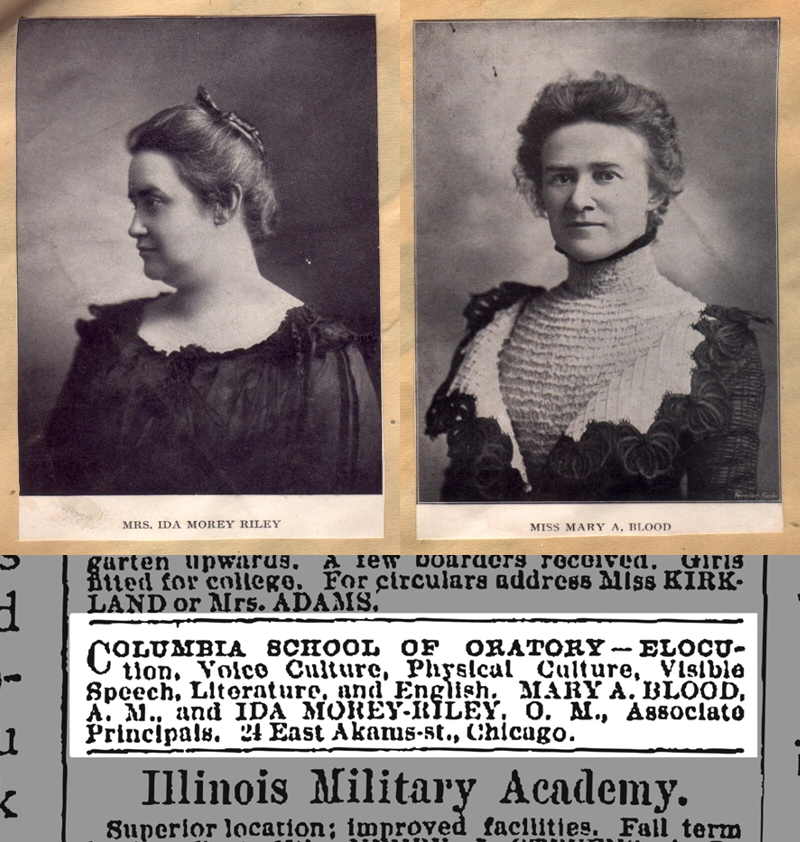 Mary Blood photo with ad copy announcing creation of Columbia College