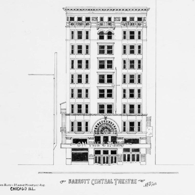 early drawing of Columbia College Chicago building