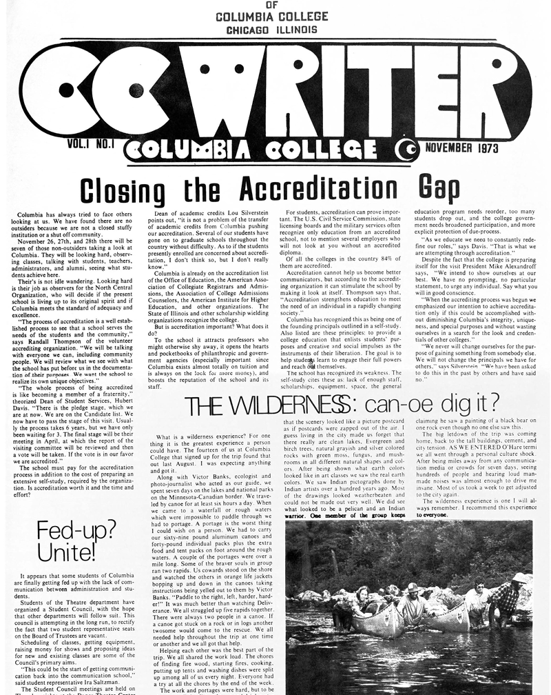 Cover of the 1973 CC Writer student newspaper