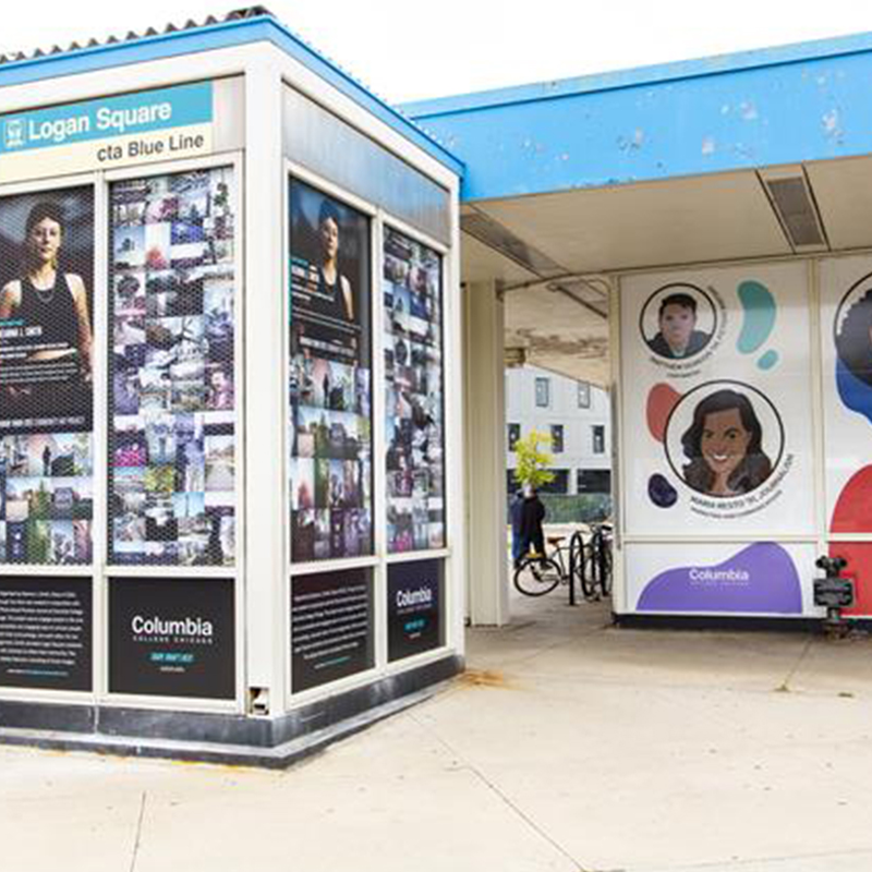 alum work displayed on CTA station