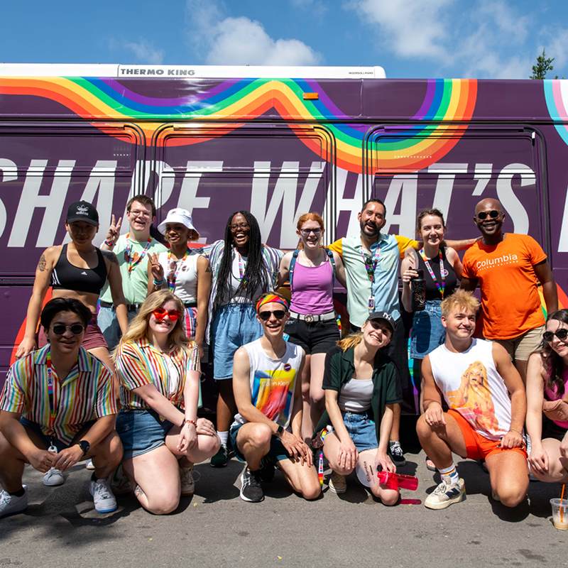 Students gather in during Pride celebrations