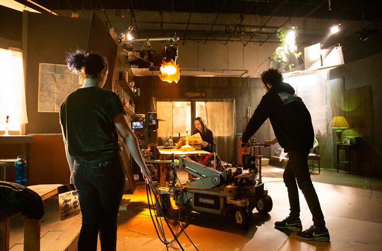 Cinema and TV Directing students work on a set