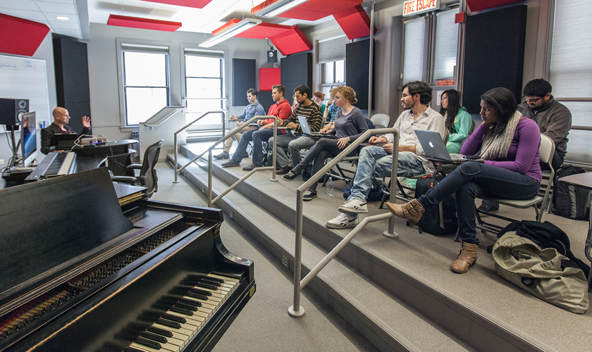 Music students sitting in the classroom