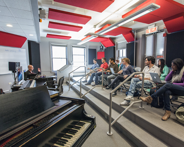 Music students sitting in the classroom