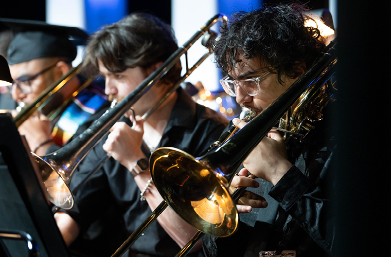 student band performing in studio