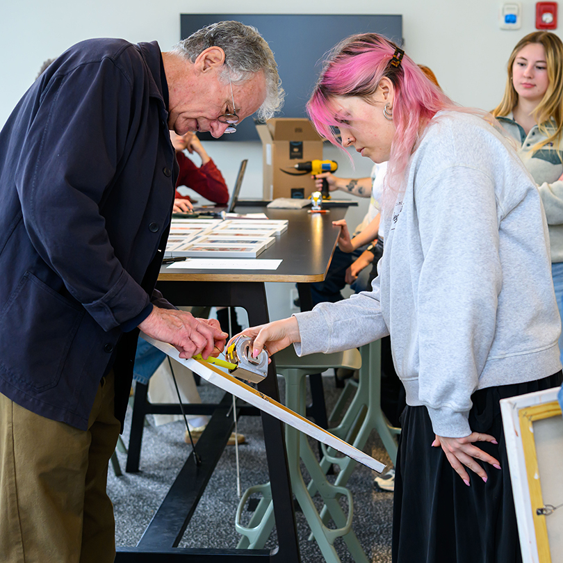 student and instructor measuring frame