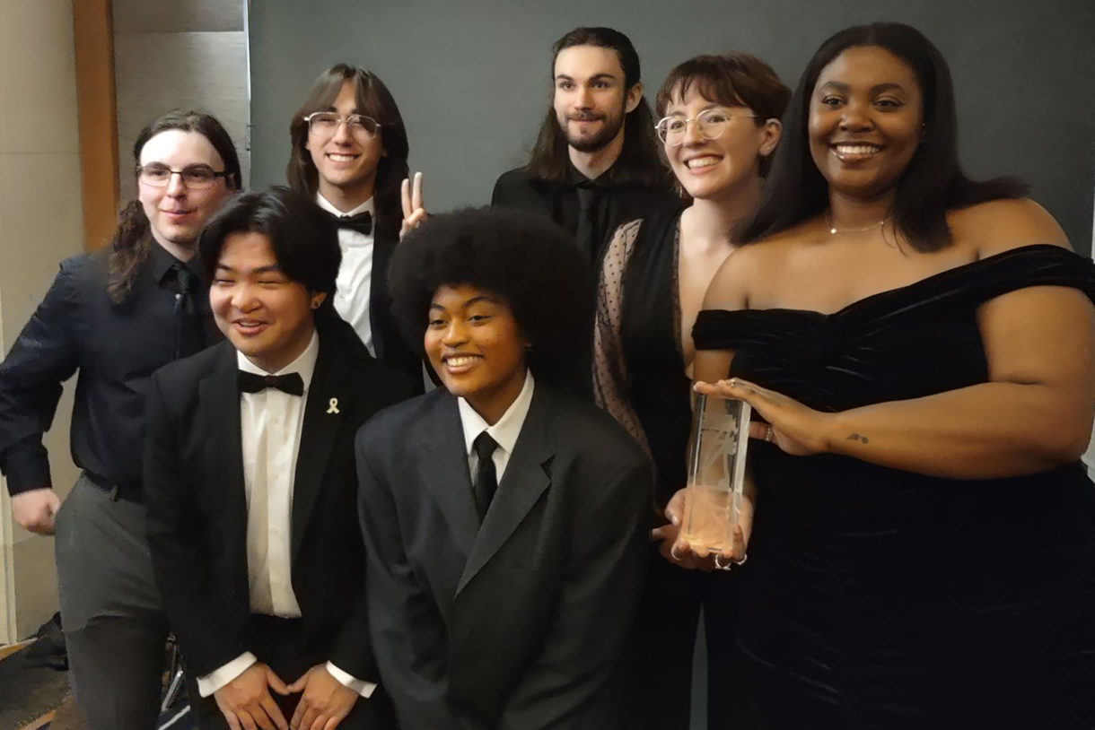 group of students with their award