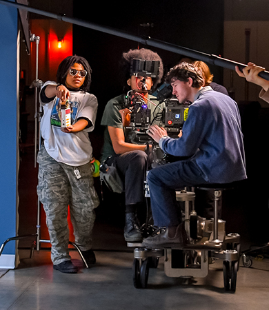 Cinema Television Arts students working on set